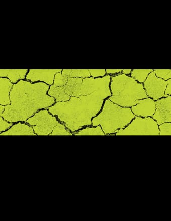 Image showing a yellow-green background with a black cracked pattern resembling dried earth, bordered by solid black lines at the top and bottom.