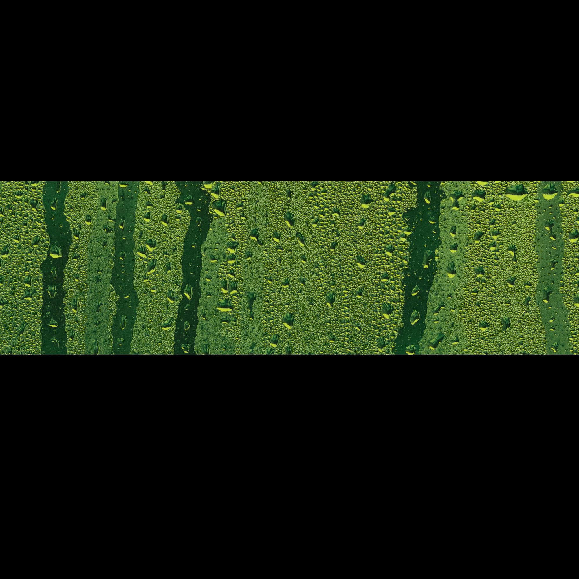 Close-up of a green surface with water droplets and darker green streaks creating a textured, wet appearance.