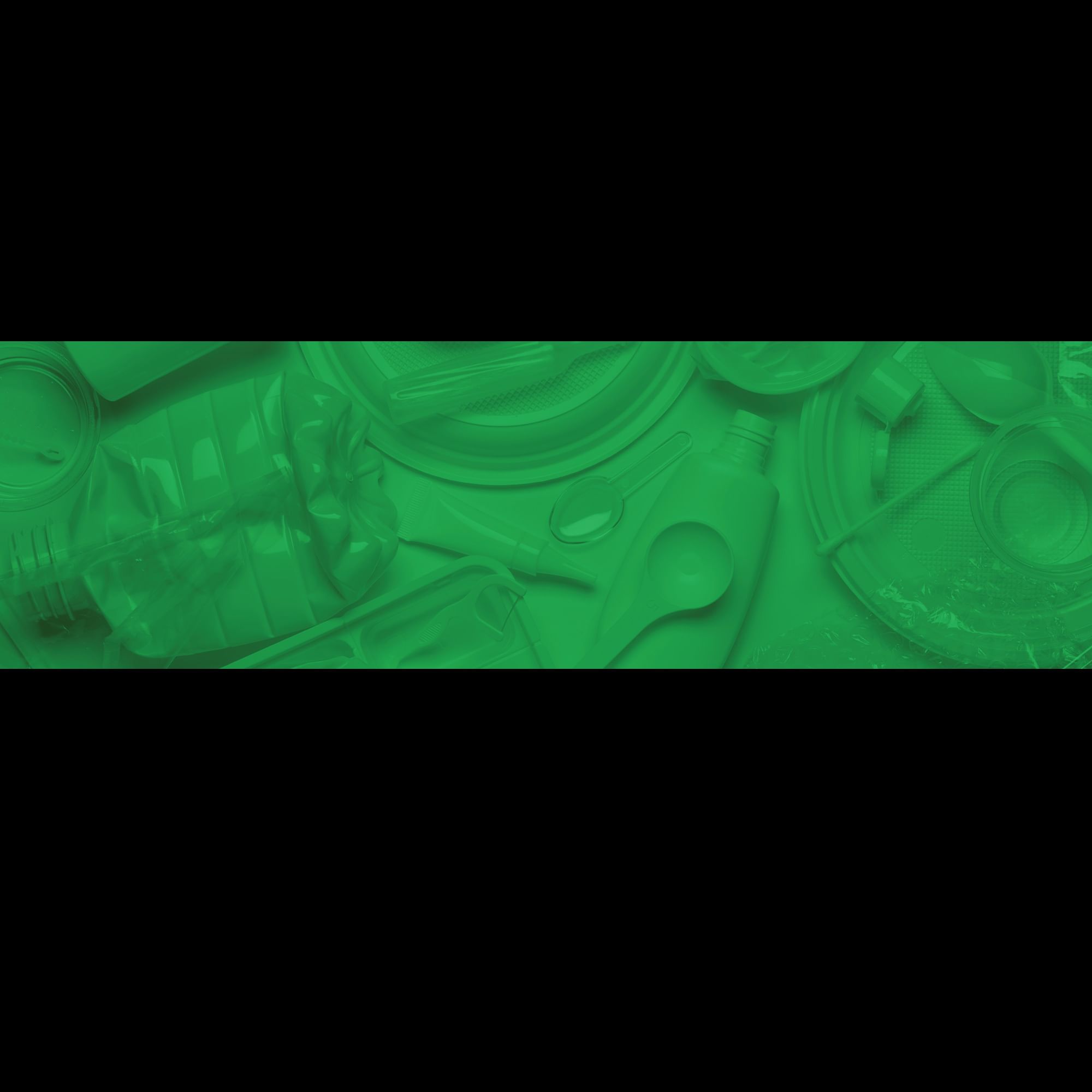 Green-toned image of assorted plastic waste including bottles and containers, symbolizing environmental concerns and recycling.