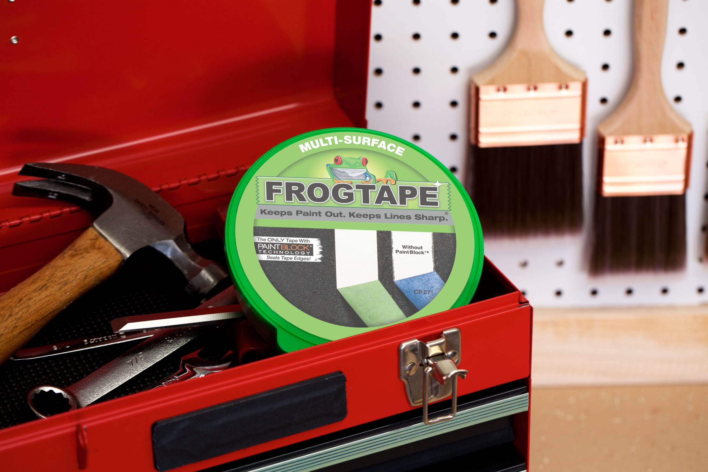 FrogTape Multi-Surface Painter's Tape in a red tool box