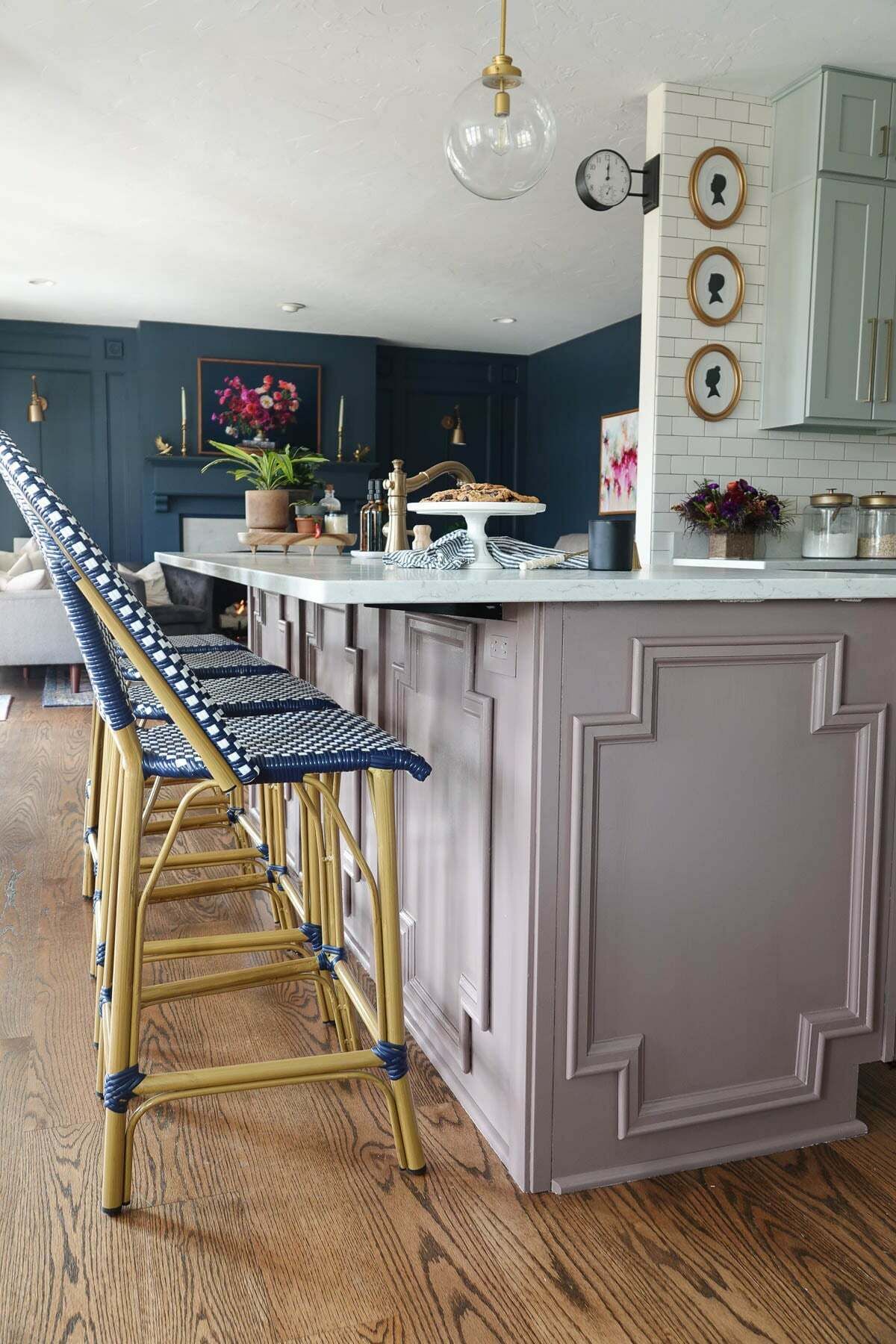Finished kitchen island painted purple
