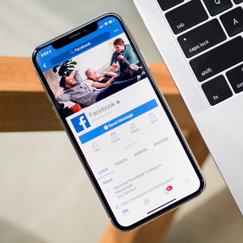 A phone showing the Facebook app open
